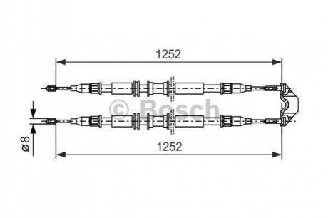 Купить OPEL Трос ручного тормоза задн. (бараб.) Astra G, Zafira 98- Opel Astra BOSCH 1987477668 (фото1) подбор по VIN коду, цена 1551 грн.