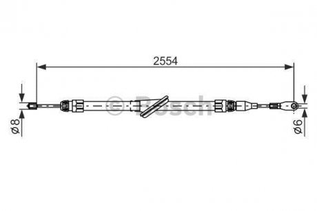 Купить Трос ручного тормозов. DB C202 Mercedes W202, S202, CLK-Class BOSCH 1987477699 (фото1) подбор по VIN коду, цена 1187 грн.