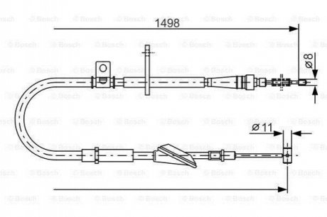 Фото трос ручного торм. прав. OPEL Agila BOSCH 1987477772 Трос ручного торм. прав. OPEL Agila BOSCH 1987477772
