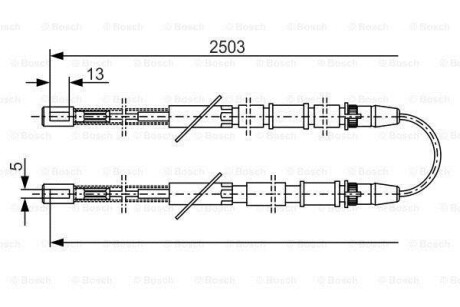 LADA трос ручного тормоза задний (ваз 2101-07) BOSCH 1987482009