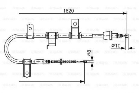 HYUNDAI Трос ручного тормоза прав. Getz BOSCH 1987482071