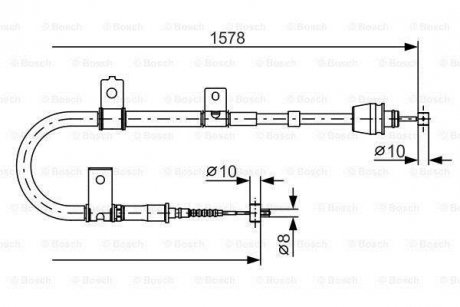 HYUNDAI Трос ручного тормоза прав.Elantra 00- Hyundai Elantra, Matrix BOSCH 1987482167