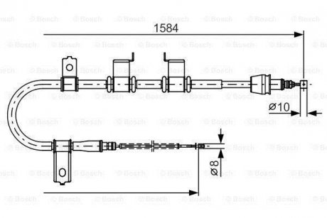 Купить Трос остановочных тормозов Hyundai Getz BOSCH 1987482223 (фото1) подбор по VIN коду, цена 962 грн.