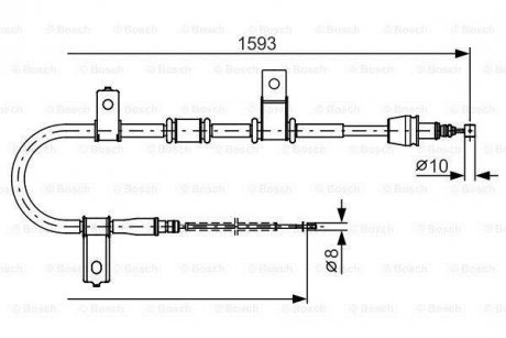 Купить Трос остановочных тормозов Hyundai Getz BOSCH 1987482224 (фото1) подбор по VIN коду, цена 1264 грн.