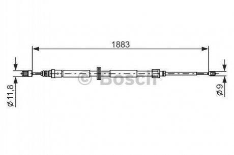 Трос ручника (задній) Renault Megane III 08- (1883/1062mm) BOSCH 1 987 482 302