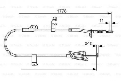 NISSAN Трос ручн.тормоза лев.Primera 02- BOSCH 1987482304