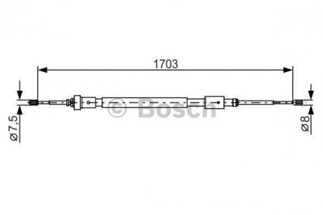 CITROEN трос ручного тормоза 1705/880 мм C3 II, DS3 BOSCH 1987482315