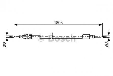Купить Трос ручного тормоза прав. DS3 Citroen DS3, C3 BOSCH 1987482317 (фото1) подбор по VIN коду, цена 651 грн.