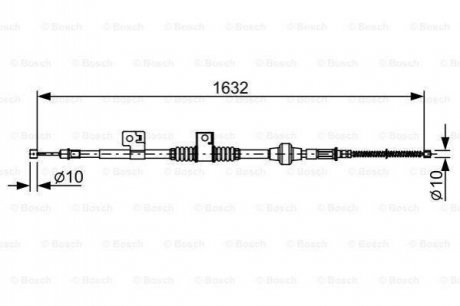 Купить Трос ручного тормоза Mitsubishi Outlander, ASX BOSCH 1 987 482 519 (фото1) подбор по VIN коду, цена 943 грн.