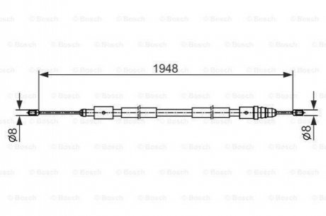 CITROEN Трос стоян.тормоза C4 Picasso 05- прав.диск. BOSCH 1987482541