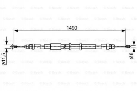 RENAULT Трос ручного тормоза зад. прав./лев. Master 2,3 10- (1490mm) BOSCH 1987482553