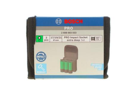 Набір ударних головок PRO 1/2" для шиномонтажу 17-19-21 мм BOSCH 2608003033