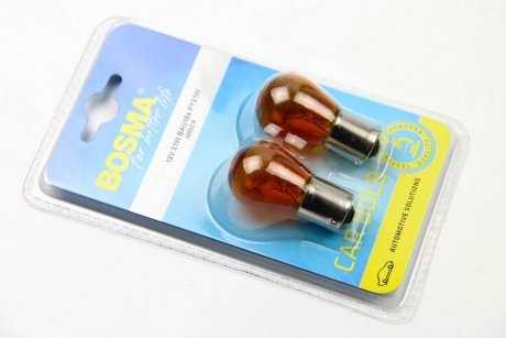 Автолампа BAU15S 12V 21W PY21W Янтарний BLISTER (2 шт) BOSMA 0287B