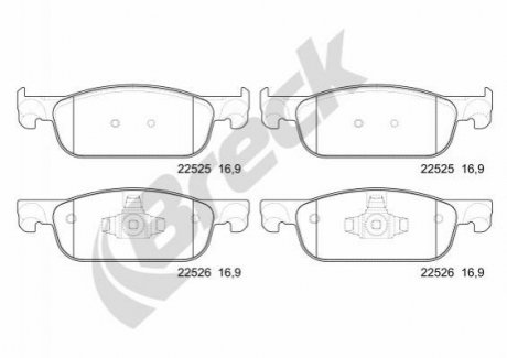 Комплект тормозных колодок Dacia Logan, Renault Clio, Logan, Sandero BRECK 22525 00 702 00