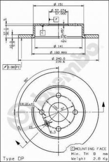 Купить Диск тормозной Opel Meriva, Astra BREMBO 08.7626.75 (фото1) подбор по VIN коду, цена 1526 грн.