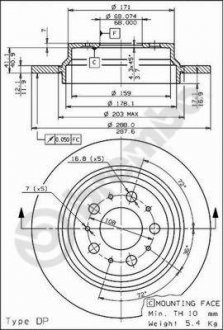 Гальмівний диск Volvo S80, XC70, V70, S60 BREMBO 08.7765.75