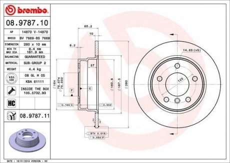 Тормозной диск BMW E81, E87 BREMBO 08.9787.11