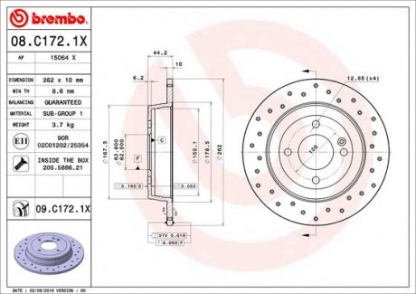 Гальмівний диск BREMBO 08.C172.1X