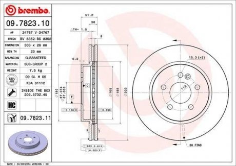 Тормозной диск Mercedes M-Class BREMBO 09.7823.11