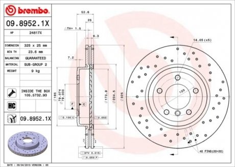 Гальмівний диск BMW E46 BREMBO 0989521X