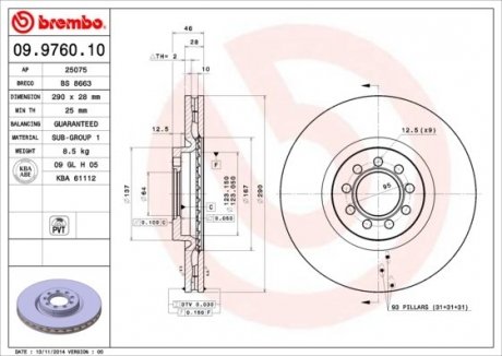 Гальмівний диск BREMBO 09.9760.10