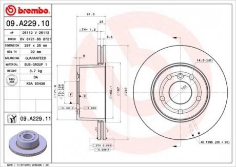 Гальмівний диск Land Rover Discovery BREMBO 09.A229.11