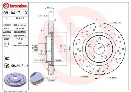 Гальмівний диск BREMBO 09.A417.1X