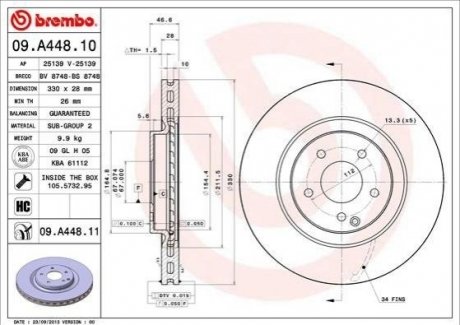 Диск тормозной BREMBO 09.A448.10