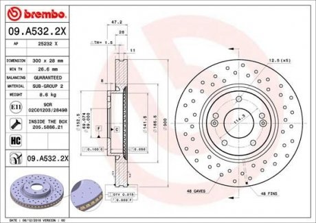Тормозной диск BREMBO 09.A532.2X