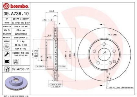 Диск тормозной BREMBO 09.A736.11