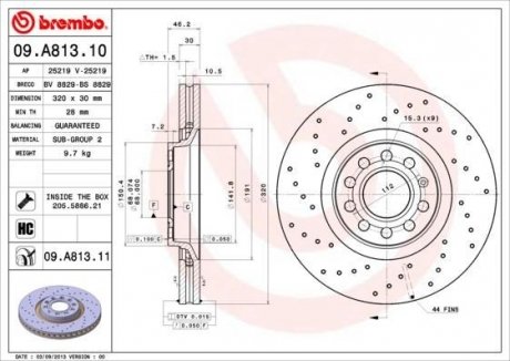 Тормозной диск Audi A4 BREMBO 09.A813.11