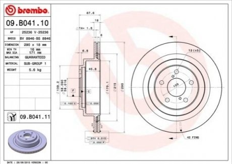 Диск тормозной BREMBO 09.B041.10