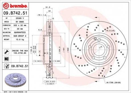 Диск тормозной BREMBO 09.B742.51