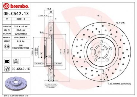 Тормозной диск BREMBO 09.C542.1X