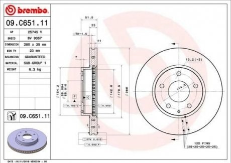 Тормозной диск Mazda 3 BREMBO 09.C651.11