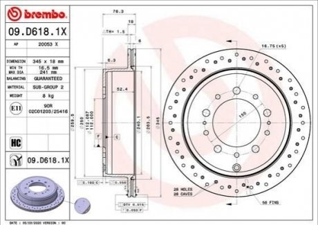 Тормозной диск BREMBO 09.D618.1X