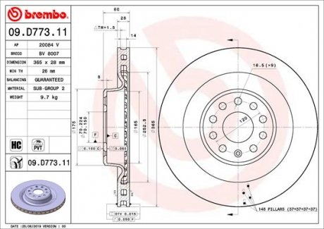 Тормозной диск BREMBO 09.D773.11