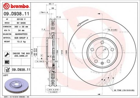 Тормозной диск BREMBO 09.D938.11