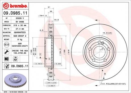 Тормозной диск BREMBO 09.D985.11