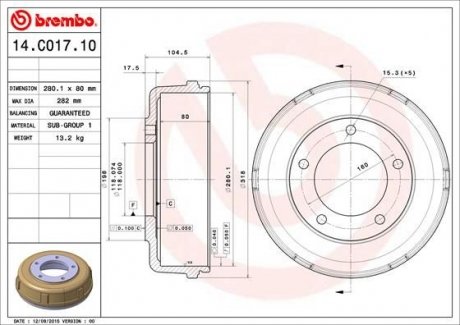 Тормозной барабан Mazda 626, Ford Transit BREMBO 14.C017.10