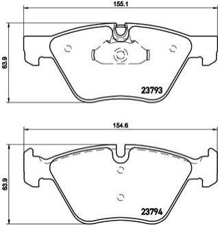 Купить Комплект тормозных колодок из 4 шт. дисков BMW E60, E61, X1 BREMBO p06057 (фото1) подбор по VIN коду, цена 2170 грн.