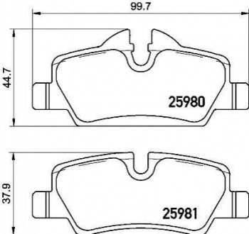 Купить Комплект тормозных колодок из 4 шт. дисков Mini Cooper BREMBO p06090 (фото1) подбор по VIN коду, цена 1907 грн.