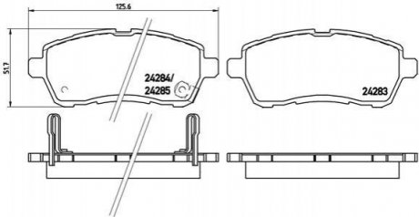 Комплект тормозных колодок из 4 шт. дисков Mazda 2 BREMBO p16013