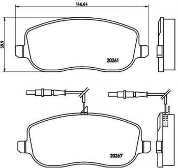 Купити ГАЛЬМІВНІ КОЛОДКИ ДИСКОВІ Citroen C8, Peugeot 807, Citroen Jumpy, Fiat Scudo, Peugeot Expert BREMBO p23 090 (фото1) підбір по VIN коду, ціна 1440 грн.