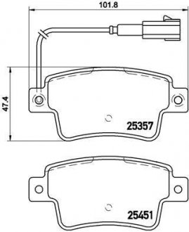 Комплект тормозных колодок задн. Abarth Grande Punto, Punto, Punto Evo Fiat Grande Punto, Punto, Punto Evo 0.9-1.6D 05.08- Fiat Punto, Grande Punto BREMBO p23142