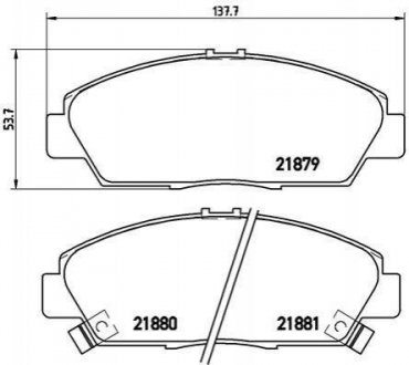 Купити Гальмівні колодки дискові Honda Prelude, Accord BREMBO p28 021 (фото1) підбір по VIN коду, ціна 1179 грн.