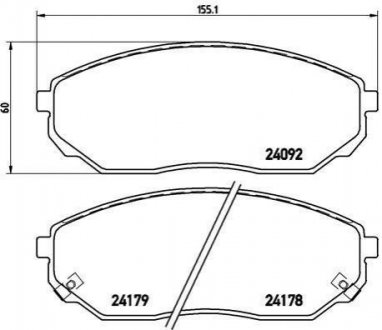 Купити Гальмівні колодки дискові KIA Sorento BREMBO p30 019 (фото1) підбір по VIN коду, ціна 1707 грн.