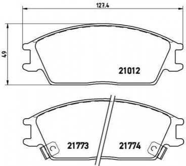 Купить Комплект тормозных колодок из 4 шт. дисков Hyundai Accent, Lantra, Pony, Getz BREMBO p30024 (фото1) подбор по VIN коду, цена 1082 грн.