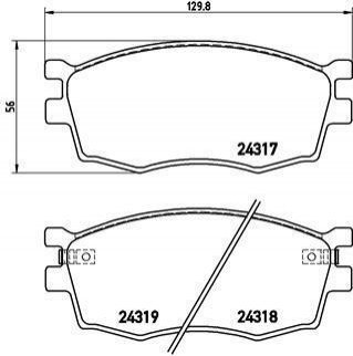 Комплект тормозных колодок из 4 шт. дисков KIA Rio, Hyundai Accent BREMBO p30026