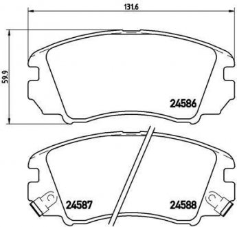 Купить Тормозные колодки дисковые Hyundai Sonata, KIA Magentis BREMBO p30 043 (фото1) подбор по VIN коду, цена 1760 грн.